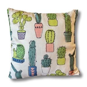 Cactus Decor Throw Pillow Southwest Mid Century Style